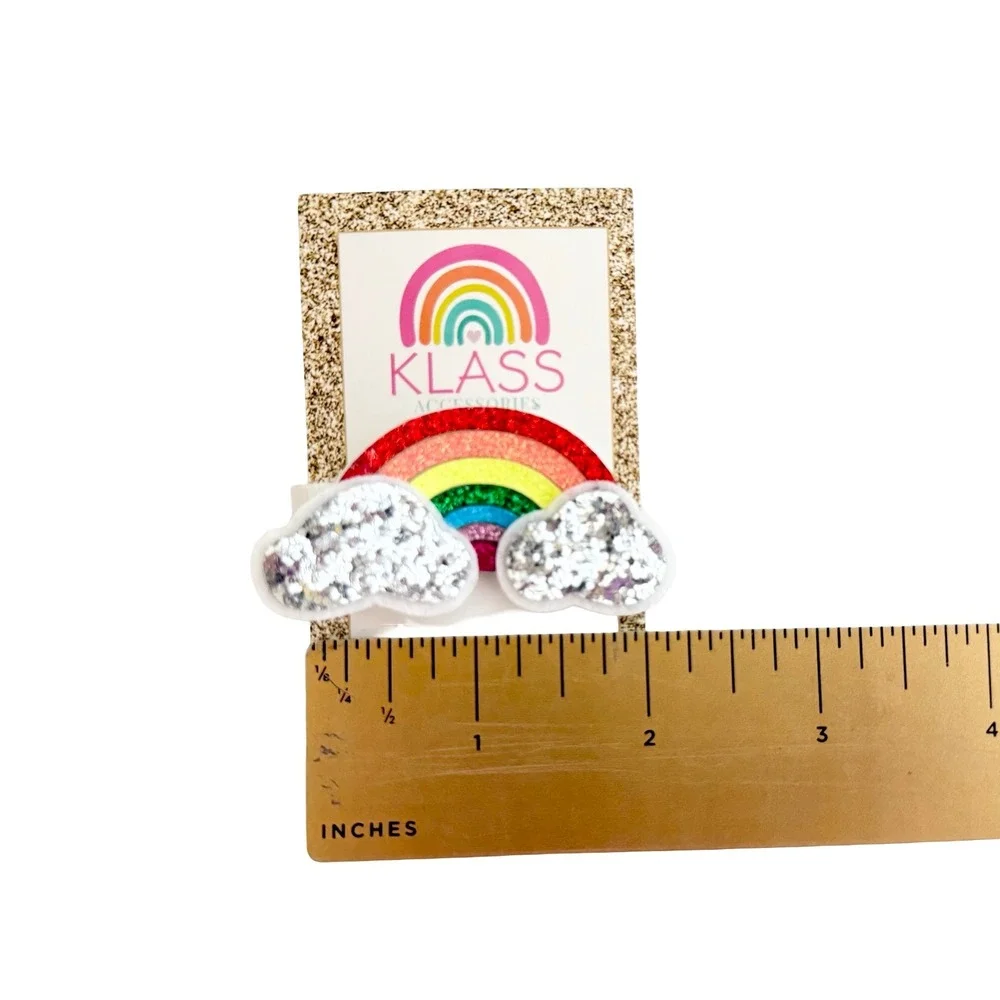 Klass Accessories 4pc Hair Bow Set Rainbow Unicorn Gummy Bear Glitter Star Clips